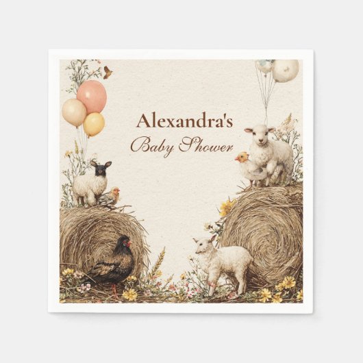 pastoraal Baby shower voor plattelandsschuren Servet (Voorkant)
