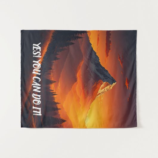 Pastoraal berglandschap bij zonsondergang wandkleed (Voorkant (horizontaal))