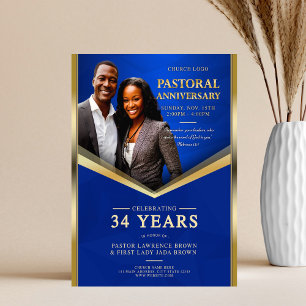 Pastoraal Jubileum Blauw & Goud Kerkframe Flyer