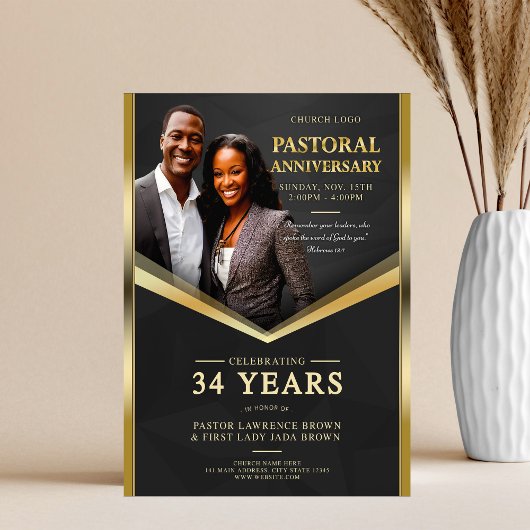Pastoraal Jubileum Zwart & Goud Lijst Church Flyer