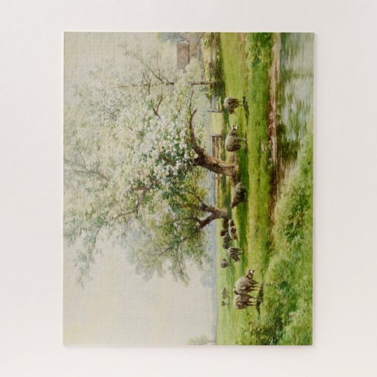 Pastoraal landschap met schapengrazing legpuzzel (Verticaal)