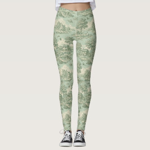 Pastoraal sagegroen toile platteland boerderij scè leggings