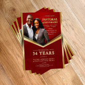 Pastoral Anniversary Red & Gold Frame Church  Flyer