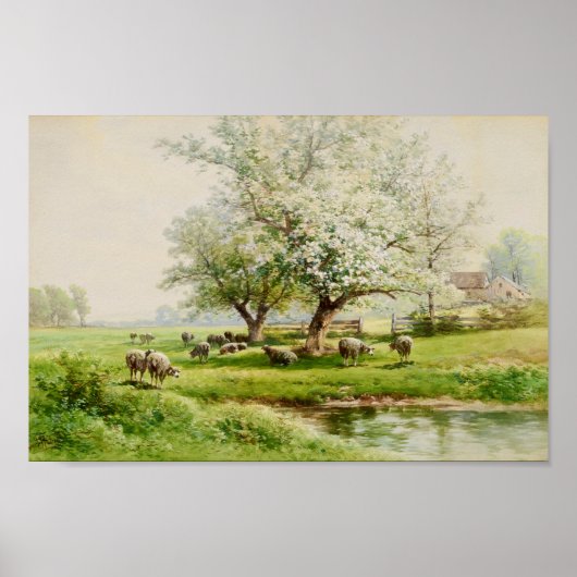 Pastoral Landscape Carl Weber Fine Art Waterverf Poster (Voorkant)