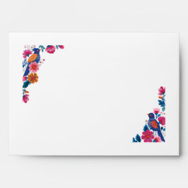 Pastoral Romantic Folk Birds and Flowers Wedding Envelop