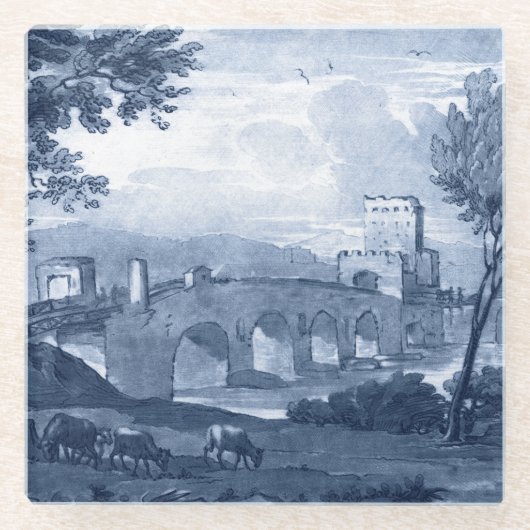 Pastoral Toile - Bridge Glazen Onderzetter (Voorkant)