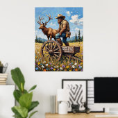 Pastorale grap: Sasquatch en het hert Poster (Thuiskantoor)