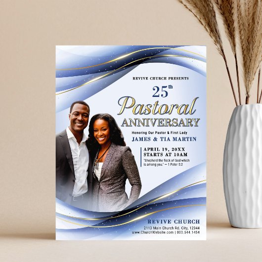 Pastorale Jubileum Blauw & Goud Kerkgidsje Flyer