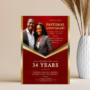 Pastorale Jubileum Rood & Goud Frame Kerk Flyer