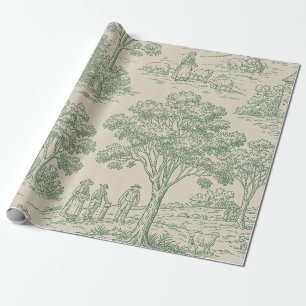 Pastorale saliegroene toile platteland boerderij s cadeaupapier