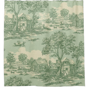 Pastorale Saliegroene Toile Platteland Boerderij S Douchegordijn