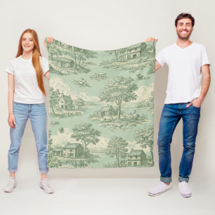 Pastorale saliegroene toile platteland boerderij s fleece deken