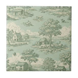 Pastorale Saliegroene Toile Platteland Boerderij S Tegeltje