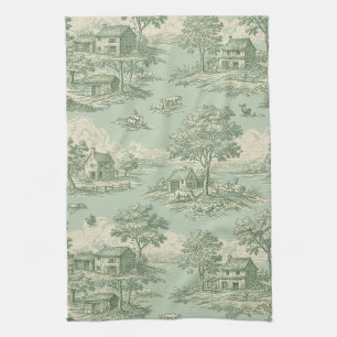 Pastorale saliegroene toile platteland boerderij s theedoek