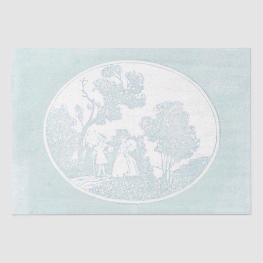 Pastorale Scene Couple Forest  Frans Blauwgroen Tissuepapier (Voorkant)