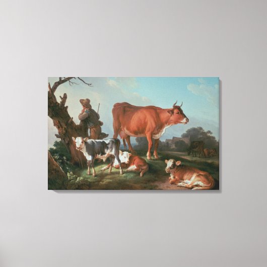 Pastorale scène met een walvis canvas afdruk (Voorkant)