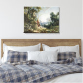 Pastorale Scene of Young Shepherd in een landschap Canvas Afdruk (Insitu (Slaapkamer))