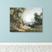 Pastorale Scene of Young Shepherd in een landschap Canvas Afdruk (Insitu (Houten vloer))