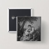 Pastorale scène vierkante button 5,1 cm (Voorkant /achterkant)