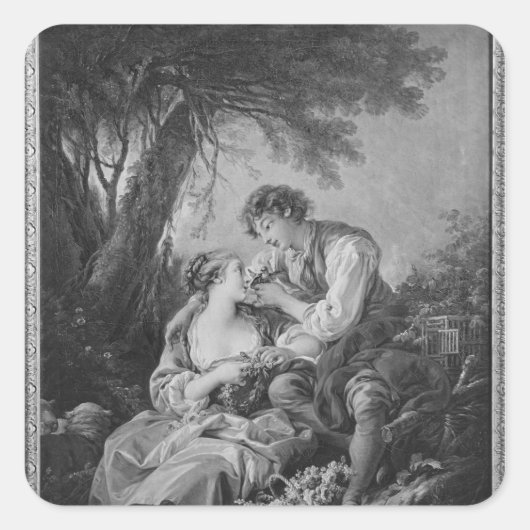 Pastorale scène vierkante sticker (Voorkant)