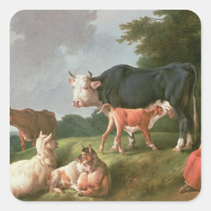 Pastorale scène vierkante sticker