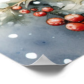 Pastorale waterverf Kerstmis scène twee robins Poster (Hoek)