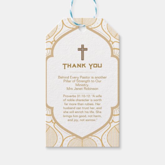 ✝️ Pastor's vrouw vrouwen Waardering Gift Dank u Cadeaulabel (Voorkant)