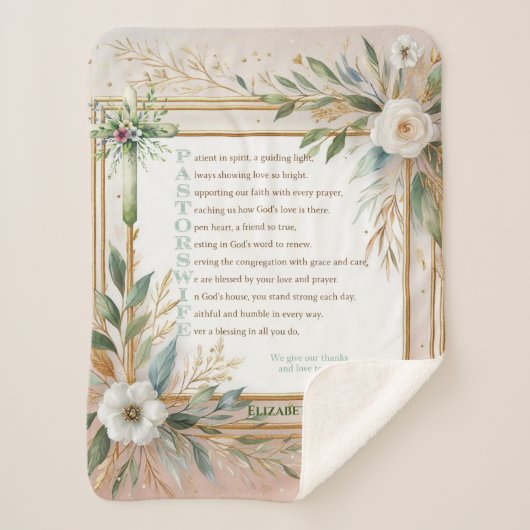 ✝️ Pastor's vrouw vrouwen Waardering Gift Dank u Sherpa Deken (Voorkant)