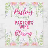 ✝️ Pastor's vrouw vrouwen Waardering Gift Dank u Wijn Etiket (Enkel label)