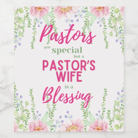 ✝️ Pastor's vrouw vrouwen Waardering Gift Dank u Wijn Etiket (Enkel label)