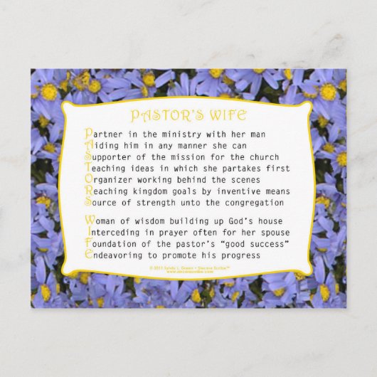 Pastor's Wife (Acrostiek) Briefkaart (Voorkant)