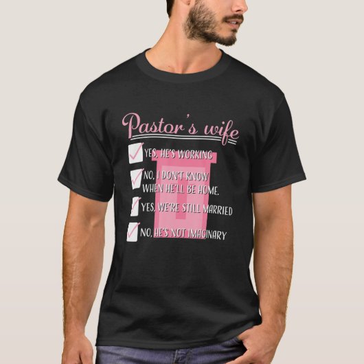 Pastors Wife Church Funny Checklist Appreciation G T-shirt (Voorkant)