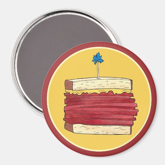 Pastrami op Rye NYC Kosher Joodse Deli Sandwich Magneet (Voorkant / Achterkant)