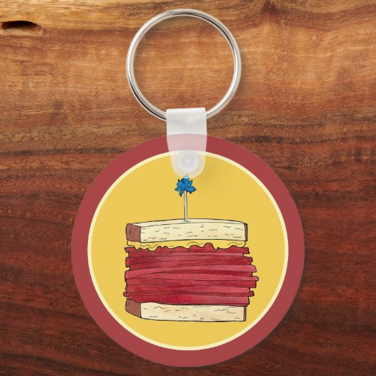 Pastrami op Rye NYC Kosher Joodse Deli Sandwich Sleutelhanger (Achterkant)