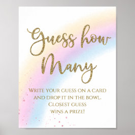 Pastrel Regenboog Raad Hoeveel Baby Shower Spel Poster