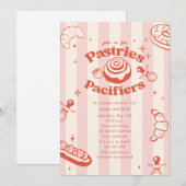 Pastries & Pacifiers Doodle Pink Girl Baby Shower Kaart (Voorkant / Achterkant)