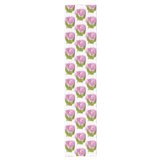 Pastroze hydrangea Floral Print Table Runner Korte Tafelloper (Voorkant)