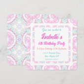  pastroze roze groene verjaardag van meisjes kaart (Voorkant / Achterkant)