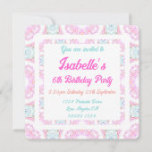  pastroze roze groene verjaardag van meisjes kaart (Voorkant)