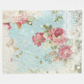  pastroze rozen & witte kant fleece deken (Voorkant (Horizontaal))