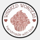 Pastry Cake Bakery Glitter Rose Gold Pink Drips Ronde Sticker (Voorkant)