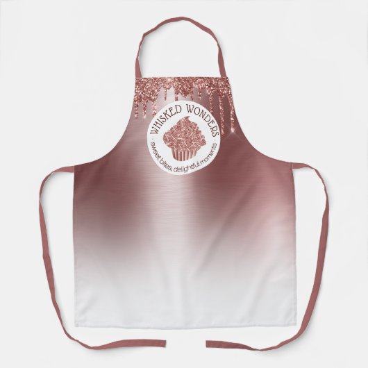 Pastry Cake Bakery Glitter Rose Gold Pink Drips Schort (Voorkant)