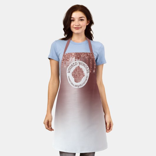 Pastry Cake Bakery Glitter Rose Gold Pink Drips Schort (Gedragen)