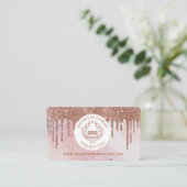 Pastry Cake Bakery Glitter Rose Gold Pink Drips Visitekaartje (Staand voorkant)