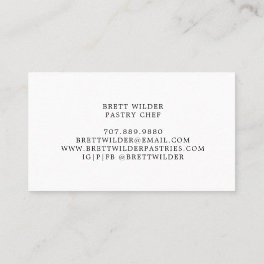 Pastry Chef Baker Bakery Waterverf Cookies Busine Visitekaartje (Achterkant)