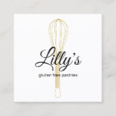 Pastry Chef Baker Gold Whisk Bakery Vierkante Visitekaartje (Voorkant)