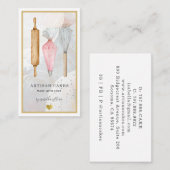 Pastry Chef Baker Pink Gold Waterverf Visitekaartje (Voorkant / Achterkant)