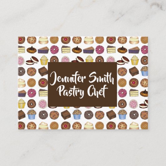Pastry Chef Bakery Bake Shop Muffin Cake Pie Slice Visitekaartje (Voorkant)