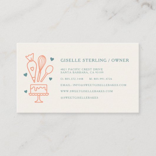 Pastry Chef Bakery Baker Visitekaartje (Voorkant)