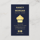 Pastry Chef Bakery Cupcake Navy and Gold Visitekaartje (Achterkant)